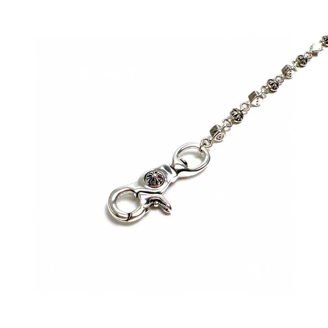 Chrome Hearts Sterling Silver Charm Bracelet with Lobster Clasp